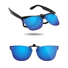 Fiskr 편광 클립온 선글라스 플립 업 눈부심 방지 자외선 차단 안경 레이밴 웨이페어러 이즈 RB4340V 50mm - 컴팩트 핏 - 남성 및 여성용 범용 핏 - 아이스 블루