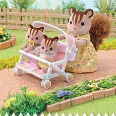 피규어장난감 실바니안패 쌍둥 유모차 어린 동물 인형 선물 어린이선물 장난감, 1개, 상세페이지 참조