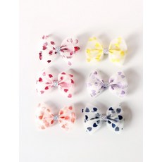 하트 집게핀 액세서리 리본 헤어 패션, 다크레드