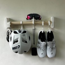 自行車裝備收納壁掛架-橫式(免鑽孔) 安全帽/卡鞋/太陽眼鏡/碼錶/充電線, 1個, 安全帽掛勾,黑色