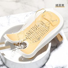 嬰兒洗澡躺椅 便攜式可坐可躺浴盆架, 黃色, 1個