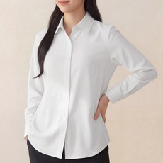 라뷰드 여성 심플 베이직 셔츠 봄가을 간절기 긴팔 남방 세미 루즈핏 카라넥 블라우스 레이어드 거즈 상의