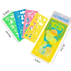 쿠쿠스토어 Spirograph 아트 드로잉 눈금자 어린이 DIY 수제 그림 템플릿 다기능 만화 색상 발달 장난감 선, 07 1WHC yellow 4HTC, 1개