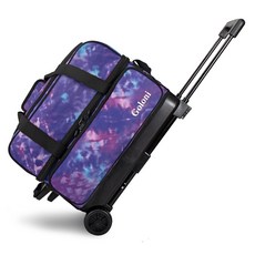 볼링캐리어 더블 볼링가방 2구 캐리어 바퀴 투볼 2볼백, 퍼플 타이