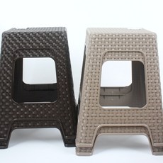 갬성 막의자 플라스틱 라탄 사각의자 야외 행사 카페 편의점 다용도 의자, 베이지그레이, 2개, 베이지그레이