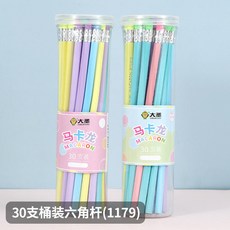 大聖 HB 鉛筆 50 支桶裝 三角杆 帶橡皮頭 書寫鉛筆 文具, 1個, 30支六角杆(1179),HB