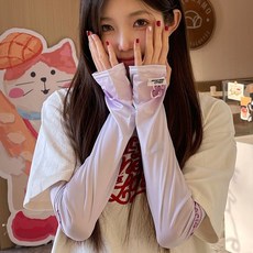防曬薄款夏季袖套 紫外線戶外騎行冰袖 女開車寬鬆護臂手臂套袖, 1個, 隨機款-1雙【隨機】,【網紅爆款】蝴蝶花