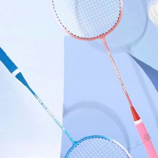 배드민턴 라켓 세트 초경량 배드민턴채 셔틀콕 가방 포함 입문용 레저 운동 야외, 1개, 블루+불루
