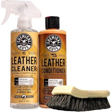 Chemical Guys SPI410 가죽 클리너 및 컨디셔너 번들 ACC_S95 긴 빗살 말 털 클리닝 브러시 포함 자동차 가정 사무실 등에 안전함 (59.1~473., 473.2ml(16온스) 키트 + 브러시_148474