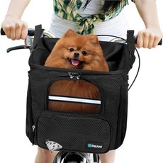 펫아미 4-in-1 반려견 자전거 바구니 핸들바용 통풍 메쉬 카시트 겸용 백팩 이동장 18lbs (Color-Black), 블랙