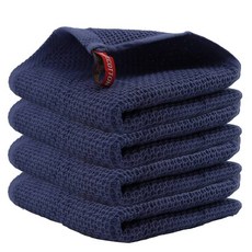 4Pcs 코 튼 주방 수건 울트라 소프트 매직 청소 천 흡수성 청소 넝마 두꺼운 닦아 천 행주, 진한 파란색