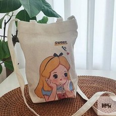 캔버스 텀블러 캐리어 패브릭텀블러캐리어, 캔버스 드링크백(콘아이스크림)