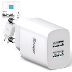 Seoga 雙 2 埠多 USB 充電器轉接器, 白色, 1個