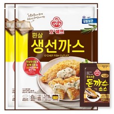[G][오뚜기] 오쉐프 흰살 생선까스 (1200g) x 2봉+(증정)소스 10개, 1세트, 1.2kg