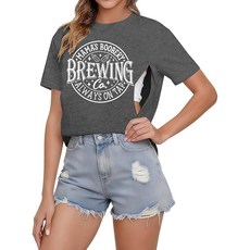 모유 수유용 여성용 수유 셔츠 지퍼 수유 상의 귀여운 그래픽 엄마 셔츠 캐주얼 임산부 티셔츠 회색. S 404758