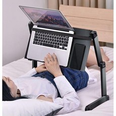 침대 노트북 거치대 기숙사 눕는 접이식 슬림 캠핑용, 블랙 표준형(통풍구+마우스패드)