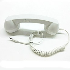 레트로 수화기 핸드셋 마이크조절 전화기, 화이트 + Type-C 어댑터