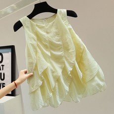 로르카 14세 이상 사용 가능 아동용 라운드넥 민소매 프릴 블라우스 E01033009