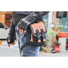 【ACOOL鞋庫文創】BG2騎行腿包 復古腰腿包 重機腰腿包 防水腰包, 1個, 防水腿包【藍】,加長腰圍(34"以上), 藍