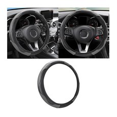 오실리 자동차 차량용 스티어링 커버 남성용 15인치 카본 섬유 극세사 가죽 탄성 보호 대부분의 자동차를 위한 미끄럼방지 통기성 실내 용품 보라색, Black/Gray, 1개