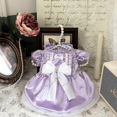 AW 薇薇寵 寵物禮服裙，緞面流光溢彩寵物服飾，適合貓咪、狗狗、約克夏犬，公主風格洋裝, 1個, 西野暮色,XS碼（1.0-1.5公斤左右）