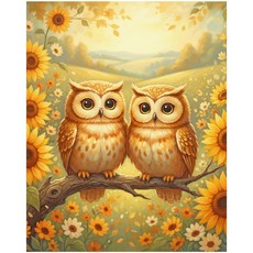 보석십자수 캔버스형 부엉이 diy 40 x 50 cm, 1개, CH069
