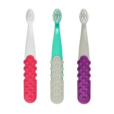 RADIUS 토츠 플러스 칫솔 BPA 프리 치아와 잇몸에 건강한 3세 이상 - 모듬 3개 팩 107673, 3 Count (Pack of 1), 그레이 퍼플 / 화이트코럴/민트그레이, 그레이 퍼플 / 화이트코럴/민트그레이