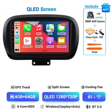 안드로이드 15 피아트 500X 2014-2020 2K QLED 스테레오 카 라디오 멀티미디어 비디오 플레이어 GPS AI 음, 16 4G-64G CAM