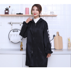 긴팔 주방 앞치마 기름 및 방수 성인 작업복 가정용 요리 앞치마 가을과 겨울 여성 가사 작업 앞치마 플러스 보온 벨벳, 블랙-XXL(68-80KG), 4개