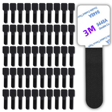 LyQora] 깔끔정리 케이블 고정 클립 - 초간편 부착 / 재사용 가능 / 책상 TV 데스크 전선 정리, 블랙, 50개