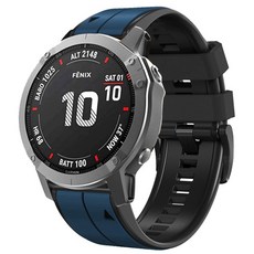 호환 Garmin Fenix 7X 7 Pro 6 6X Pro 5X 5 Plus 사파이어 솔라 시계 스트랩 팔찌 퀵 릴리스 26mm 22mm 실리콘 밴드 손목 밴드, Dark blue black, Quickfit 26mm, 7) dark blue black - Garmin Fe