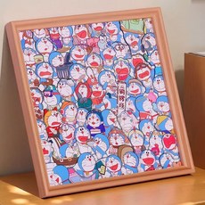 哆啦機器貓木質塗鴉DIY益智積木拼圖，兒童節日禮物手工上色玩具, 哆啦A夢機器貓+24色馬克筆,生日禮品禮物獎勵手工禮品, 1個