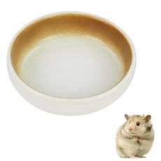 LuckyOpt 세라믹 햄스터 음식 그릇 68g2.4온스 워터 접시 햄스터/새/뱀/거북이 세척 및 기울어짐 방지 화이트-골드 147842, 화이트 골드