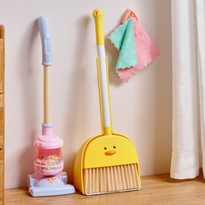 兒童小黃鴨清潔玩具套裝 過家家掃把簸箕吸塵器拖把組合 寶寶益智玩具, 小黃鴨掃把套裝+吸塵器+抹布, 1個
