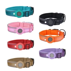 AirTag 狗項圈，寵物防丟項圈，狗狗定位項圈，舒適耐用，多色可選, 紅色, 1個