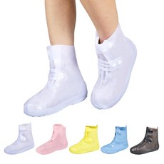 Dream Apparel 여성용 남성용 방수 레인 슈즈 커버 미끄럼 방지 재사용 가능한 접이식 부츠 커버 방수 오버슈즈 오버 슈즈 (브라운 사이즈 2XL), XX-Large, 화이트