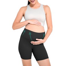 임산부를 위한 중간 허리 임산부 액티브 반바지 복부 아래 부드러운 배와 등 지지 디자인 블랙. S