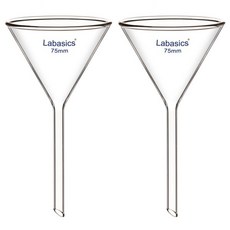 Labasics 2팩 유리 중벽 깔때기 보로실리케이트 유리 깔때기 짧은 줄기 직경 50mm 줄기 길이 50mm, 75 mm Diameter and 75 mm Stem