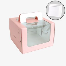 라라패키지 프리미엄 창 케익상자 1호 받침포함, 1세트, 핑크
