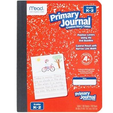 Mead Primary Journal Grade K-2 Kindergarten Writing Tablet 6팩 레드 프라이머리 컴포지션 공책 유치원 1학년 & 2학년 어린, Red