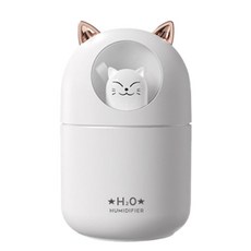 토끼상점 집나간 고양이 가습기 애완 야옹이 300ml 대용량 미니가습기 USB 가습기 무드등 필터 추가5개 KC인증, 화이트