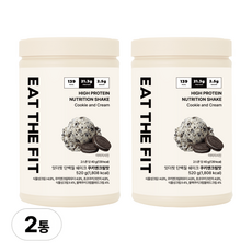 잇더핏 단백질 쉐이크 대용량(쿠키앤크림맛), 2개, 520g