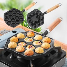 約翰家庭百貨 鑄鐵章魚燒鍋 14孔設計 鵪鶉蛋模具 魚丸機, 1個