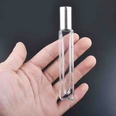 쿠쿠스토어 투명 유리 롤러 병 10ml 빈 향수 에센셜 오일 테스트 온 두꺼운 바이알, 03 Silver