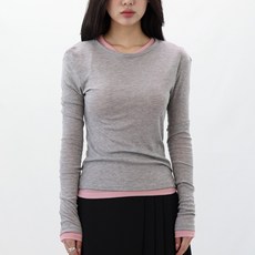 더한땀 여성 텐셀 라운드넥 긴팔 이너 티셔츠