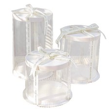 GIFTME5台灣現貨 透明圓形塑膠蛋糕盒 透明園塑膠禮物盒 生日蛋糕盒 包裝盒 單層雙層加高, 10吋雙層(白底白蓋), 1個