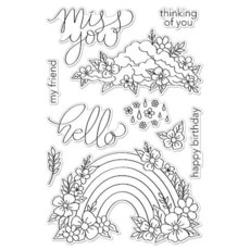 플로럴 레인보우 컬렉션 플로럴 레인보우 & 클라우드 클리어 스탬프 세트, 플로럴 레인보우 컬렉션 플로럴 레인보우 & 클라우드 클