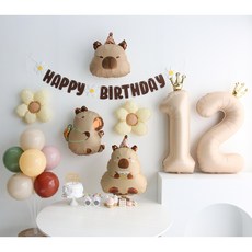 이벤트홀릭 카피바라 풍선 생일파티용품세트, 1개, 숫자풍선 12