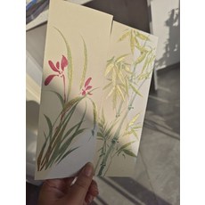 手繪國畫書簽 蘭花+金竹, 參考詳情頁