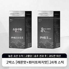 차카 소다수 pH8.5 고방 알칼리성 분말 12개입 개별포장 탄산수 대체 건강 음료, 레몬+화이트피치 2박스(24개)